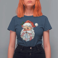 Vintage Retro Patchwork Santa Xmas T Shirt For Women Merry Christmas Holiday - Wonder Print Shop
