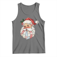 Vintage Retro Patchwork Santa Xmas Tank Top Merry Christmas Holiday - Wonder Print Shop