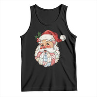 Vintage Retro Patchwork Santa Xmas Tank Top Merry Christmas Holiday - Wonder Print Shop