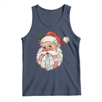 Vintage Retro Patchwork Santa Xmas Tank Top Merry Christmas Holiday - Wonder Print Shop