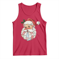 Vintage Retro Patchwork Santa Xmas Tank Top Merry Christmas Holiday - Wonder Print Shop