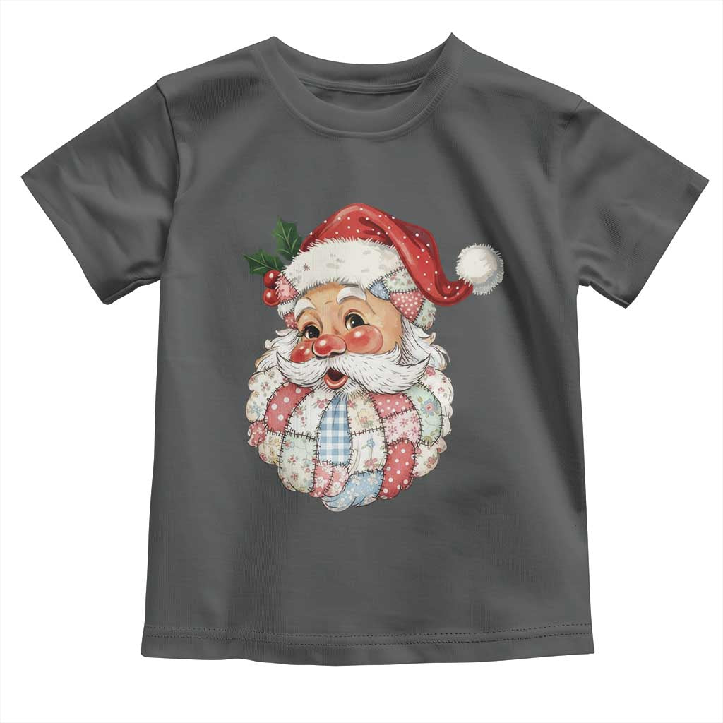Vintage Retro Patchwork Santa Xmas Toddler T Shirt Merry Christmas Holiday - Wonder Print Shop