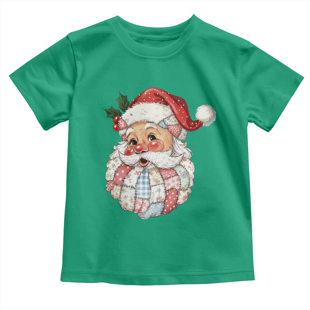Vintage Retro Patchwork Santa Xmas Toddler T Shirt Merry Christmas Holiday - Wonder Print Shop