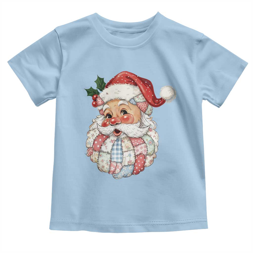 Vintage Retro Patchwork Santa Xmas Toddler T Shirt Merry Christmas Holiday - Wonder Print Shop