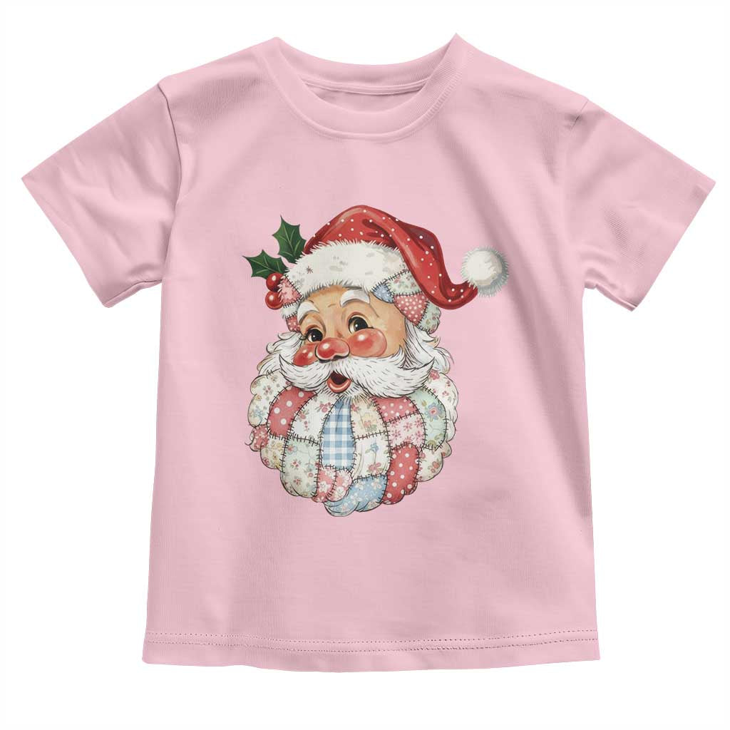 Vintage Retro Patchwork Santa Xmas Toddler T Shirt Merry Christmas Holiday - Wonder Print Shop