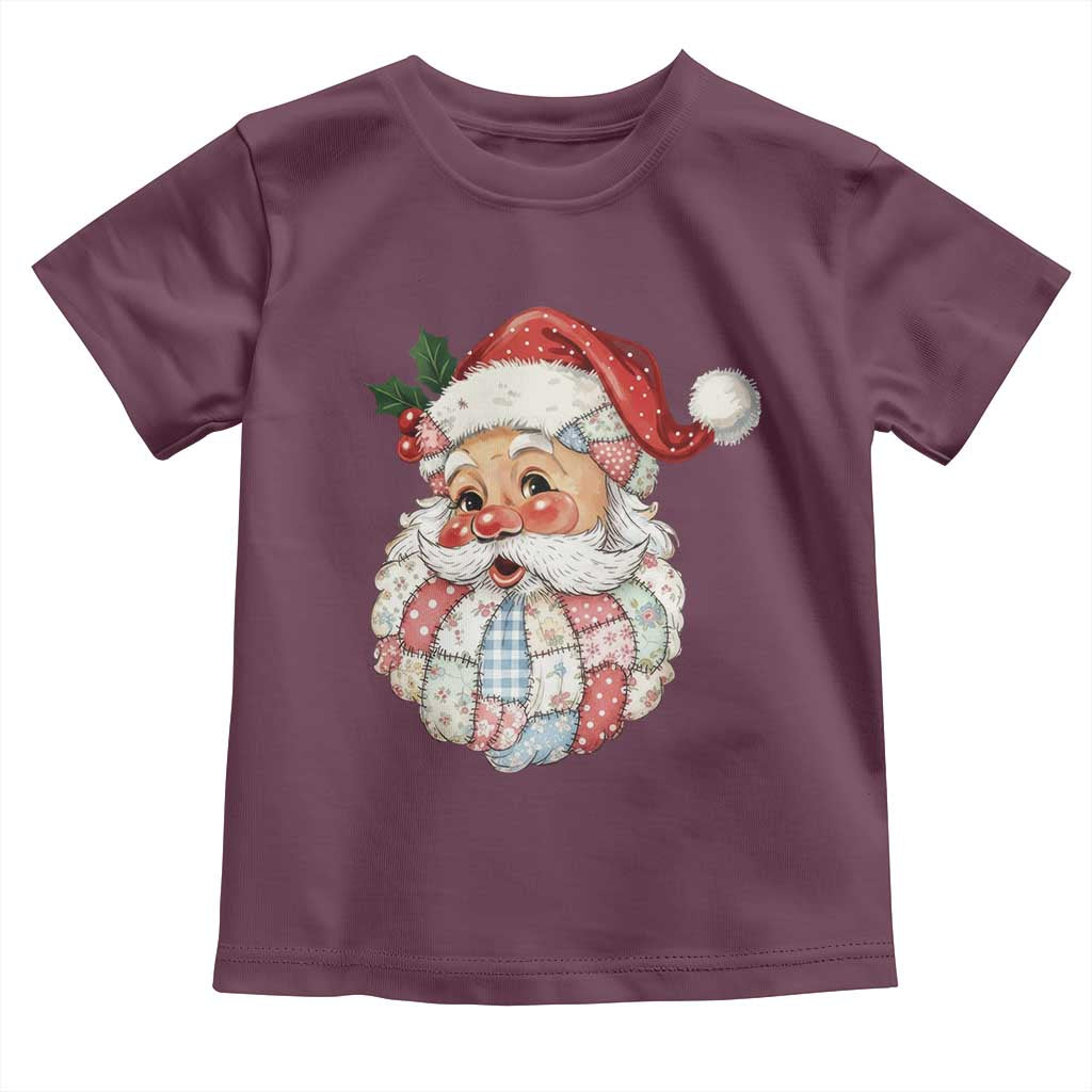 Vintage Retro Patchwork Santa Xmas Toddler T Shirt Merry Christmas Holiday - Wonder Print Shop