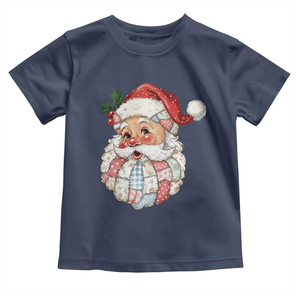 Vintage Retro Patchwork Santa Xmas Toddler T Shirt Merry Christmas Holiday - Wonder Print Shop