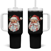 Vintage Retro Patchwork Santa Xmas Tumbler With Handle Merry Christmas Holiday - Wonder Print Shop