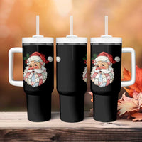 Vintage Retro Patchwork Santa Xmas Tumbler With Handle Merry Christmas Holiday - Wonder Print Shop