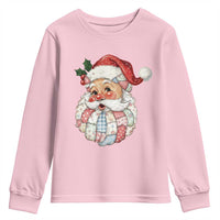 Vintage Retro Patchwork Santa Xmas Youth Sweatshirt Merry Christmas Holiday - Wonder Print Shop