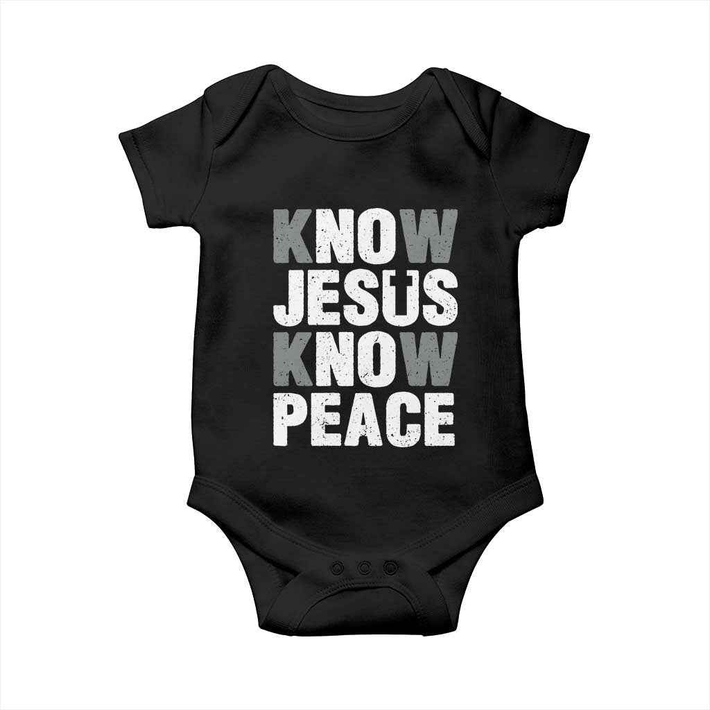 Christian Know Jesus Know Peace Baby Onesie Religion God Church Bible - Wonder Print Shop
