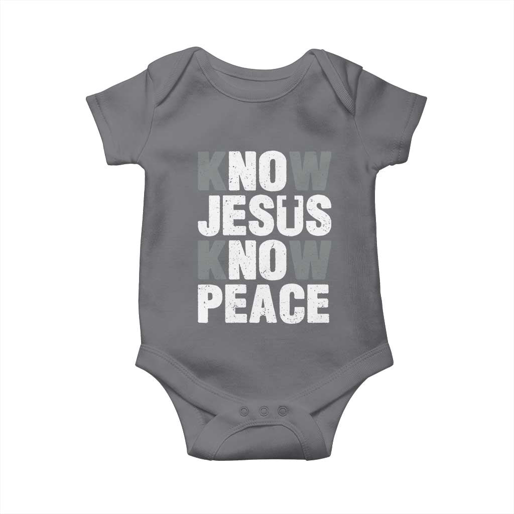 Christian Know Jesus Know Peace Baby Onesie Religion God Church Bible - Wonder Print Shop