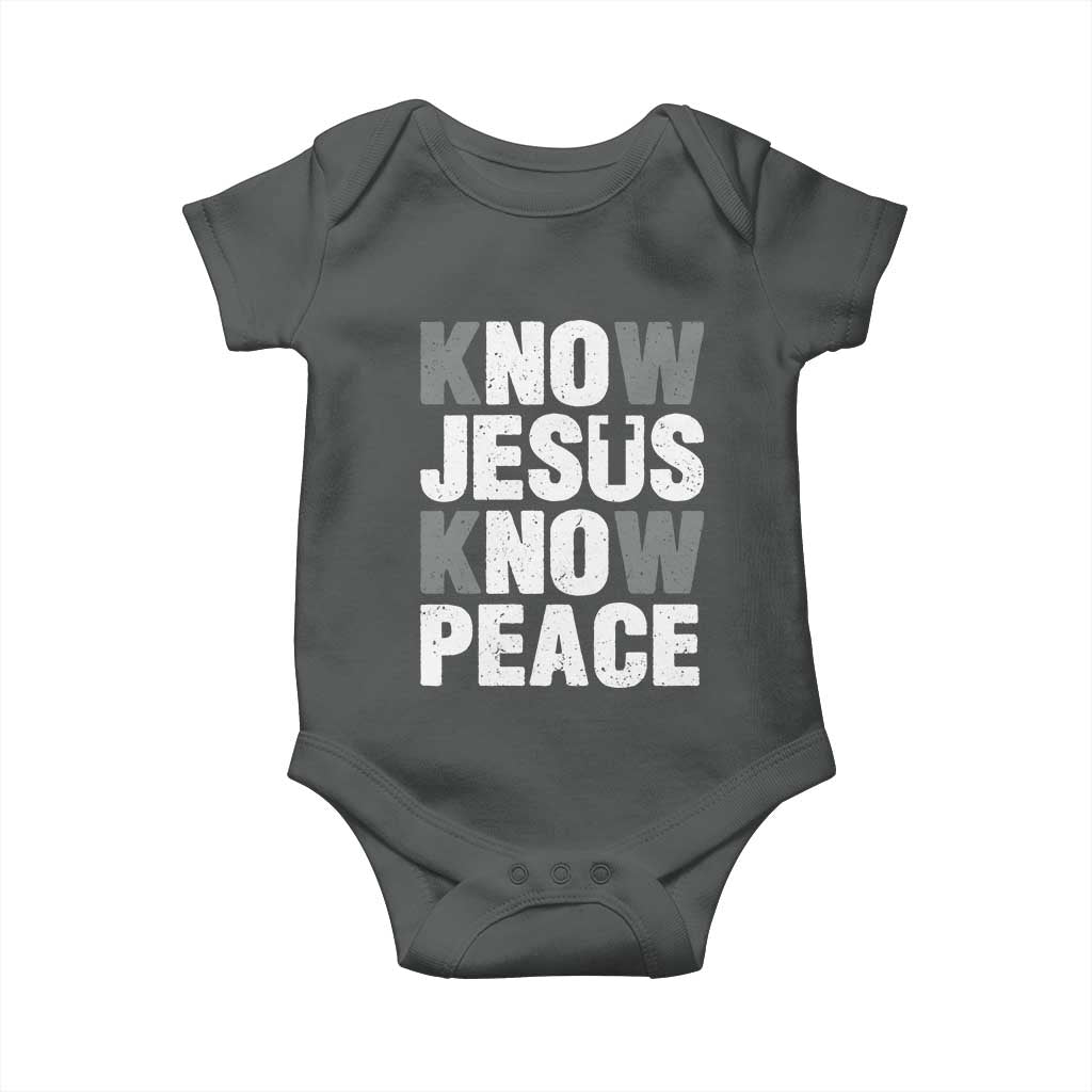 Christian Know Jesus Know Peace Baby Onesie Religion God Church Bible - Wonder Print Shop