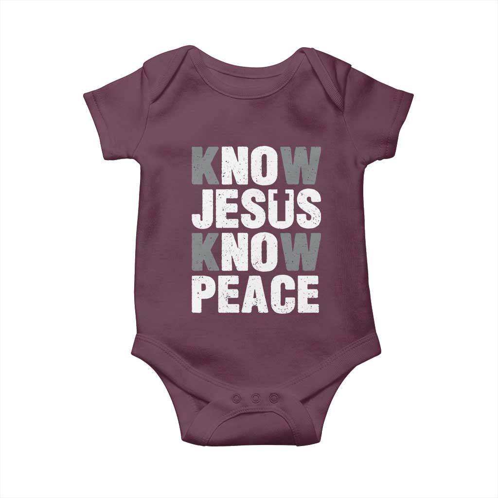 Christian Know Jesus Know Peace Baby Onesie Religion God Church Bible - Wonder Print Shop