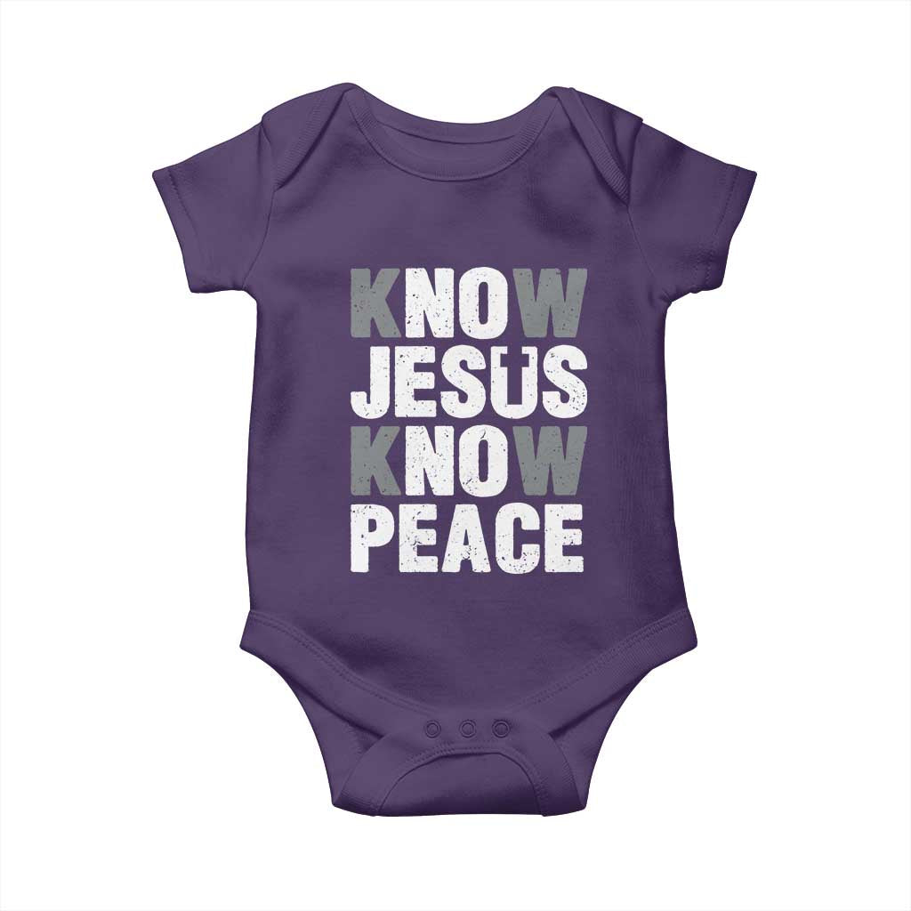 Christian Know Jesus Know Peace Baby Onesie Religion God Church Bible - Wonder Print Shop