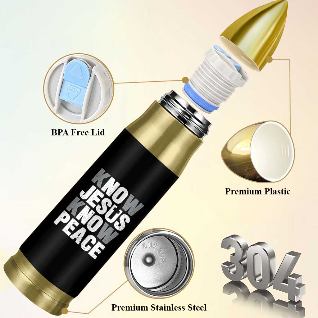 Christian Know Jesus Know Peace Bullet Tumbler Religion God Church Bible - Wonder Print Shop