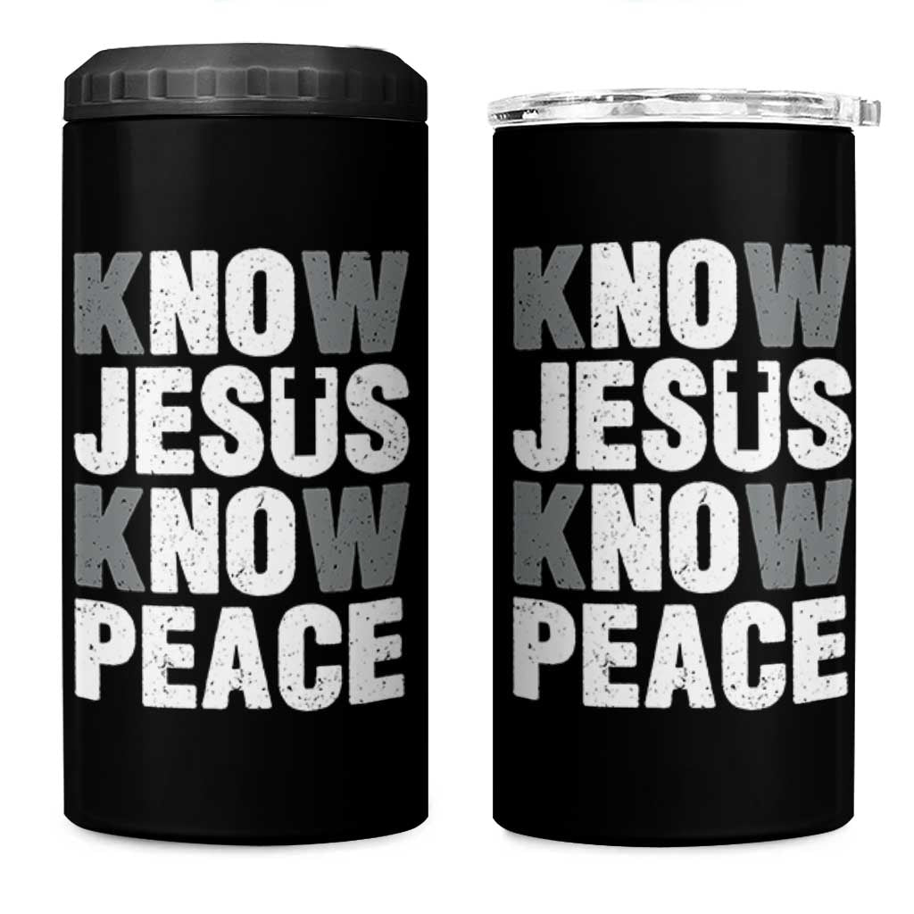 Christian Know Jesus Know Peace 4 in 1 Can Cooler Tumbler Religion God Church Bible - Wonder Print Shop