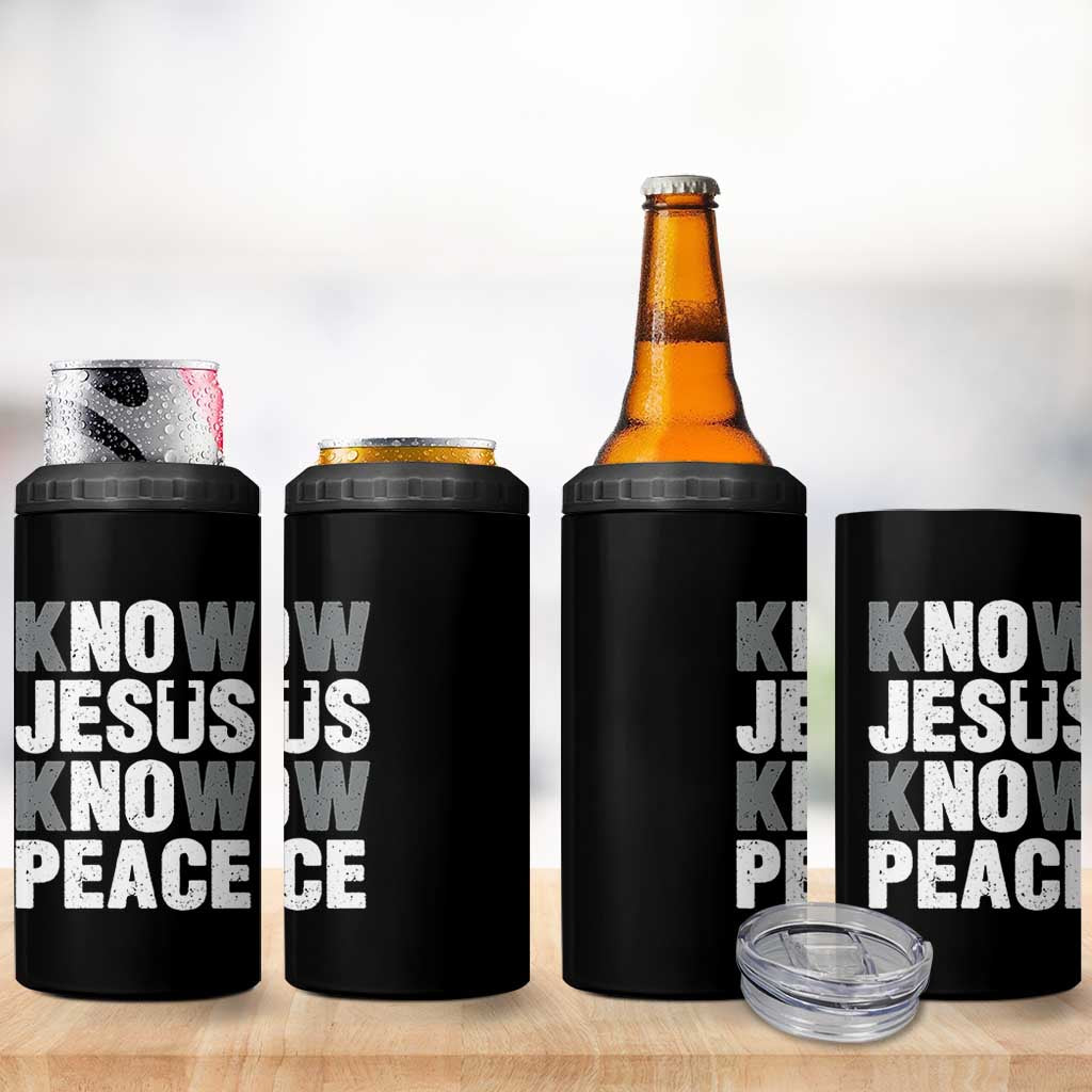 Christian Know Jesus Know Peace 4 in 1 Can Cooler Tumbler Religion God Church Bible - Wonder Print Shop
