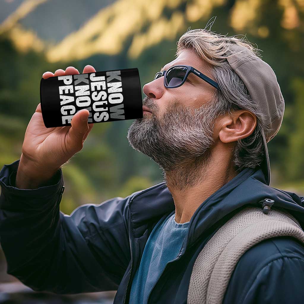 Christian Know Jesus Know Peace 4 in 1 Can Cooler Tumbler Religion God Church Bible - Wonder Print Shop