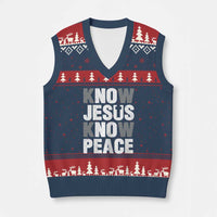 Christian Know Jesus Know Peace V-Neck Knit Sweater Vest Religion God Church Bible - Wonder Print Shop