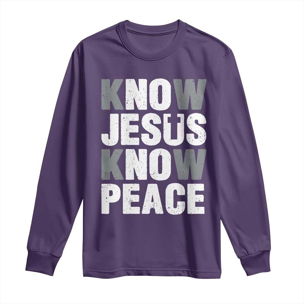 Christian Know Jesus Know Peace Long Sleeve Shirt Religion God Church Bible - Wonder Print Shop