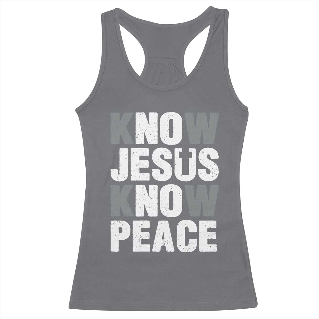 Christian Know Jesus Know Peace Racerback Tank Top Religion God Church Bible - Wonder Print Shop