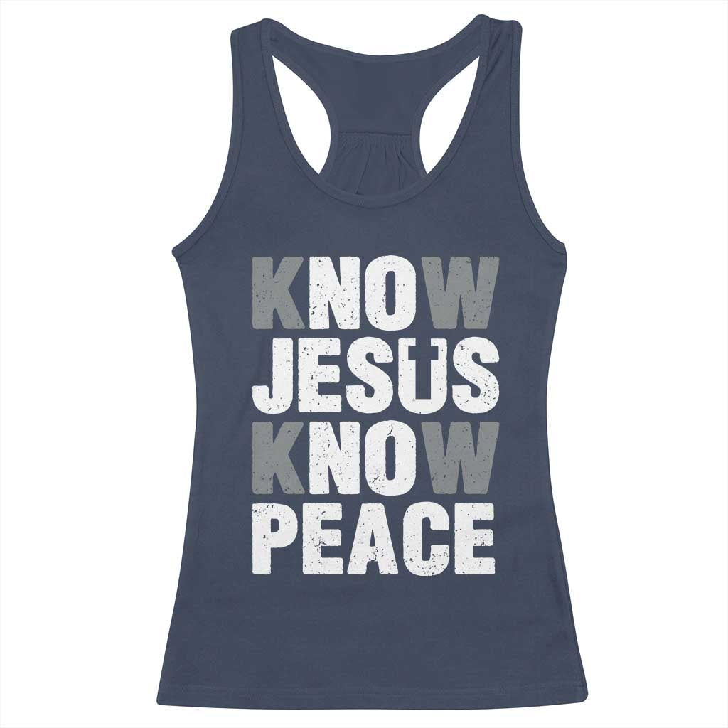 Christian Know Jesus Know Peace Racerback Tank Top Religion God Church Bible - Wonder Print Shop