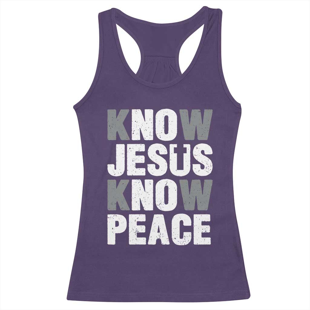 Christian Know Jesus Know Peace Racerback Tank Top Religion God Church Bible - Wonder Print Shop