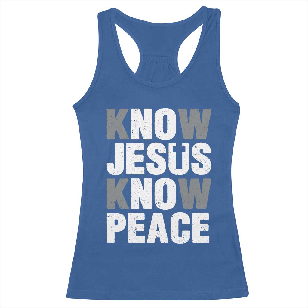 Christian Know Jesus Know Peace Racerback Tank Top Religion God Church Bible - Wonder Print Shop