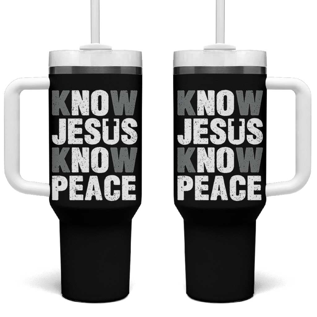 Christian Know Jesus Know Peace Tumbler With Handle Religion God Church Bible - Wonder Print Shop