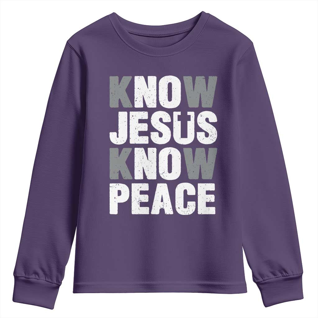 Christian Know Jesus Know Peace Youth Sweatshirt Religion God Church Bible - Wonder Print Shop