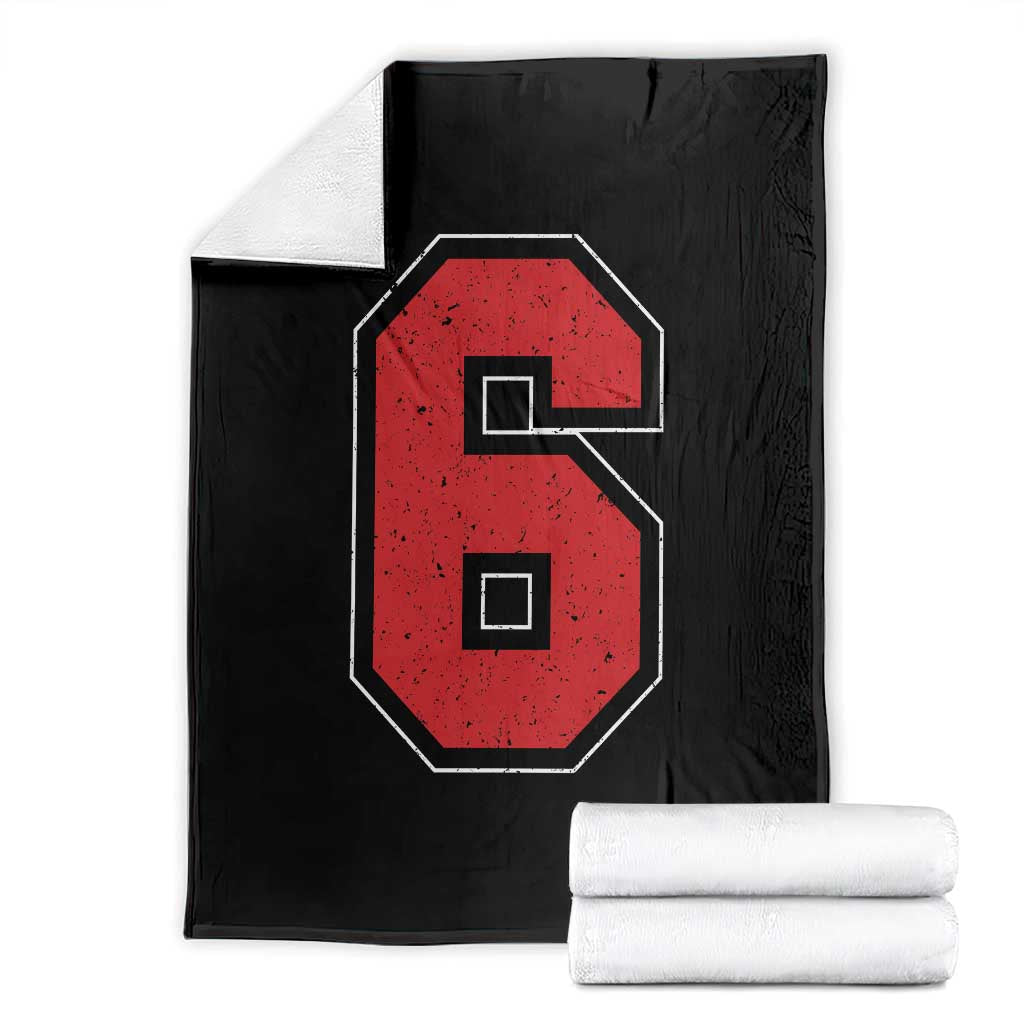 Number 6 Throw Blanket Fan Varsity Sports Team 67 Jersey Number - Wonder Print Shop