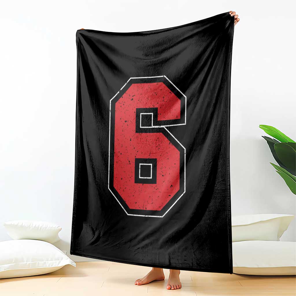 Number 6 Throw Blanket Fan Varsity Sports Team 67 Jersey Number - Wonder Print Shop