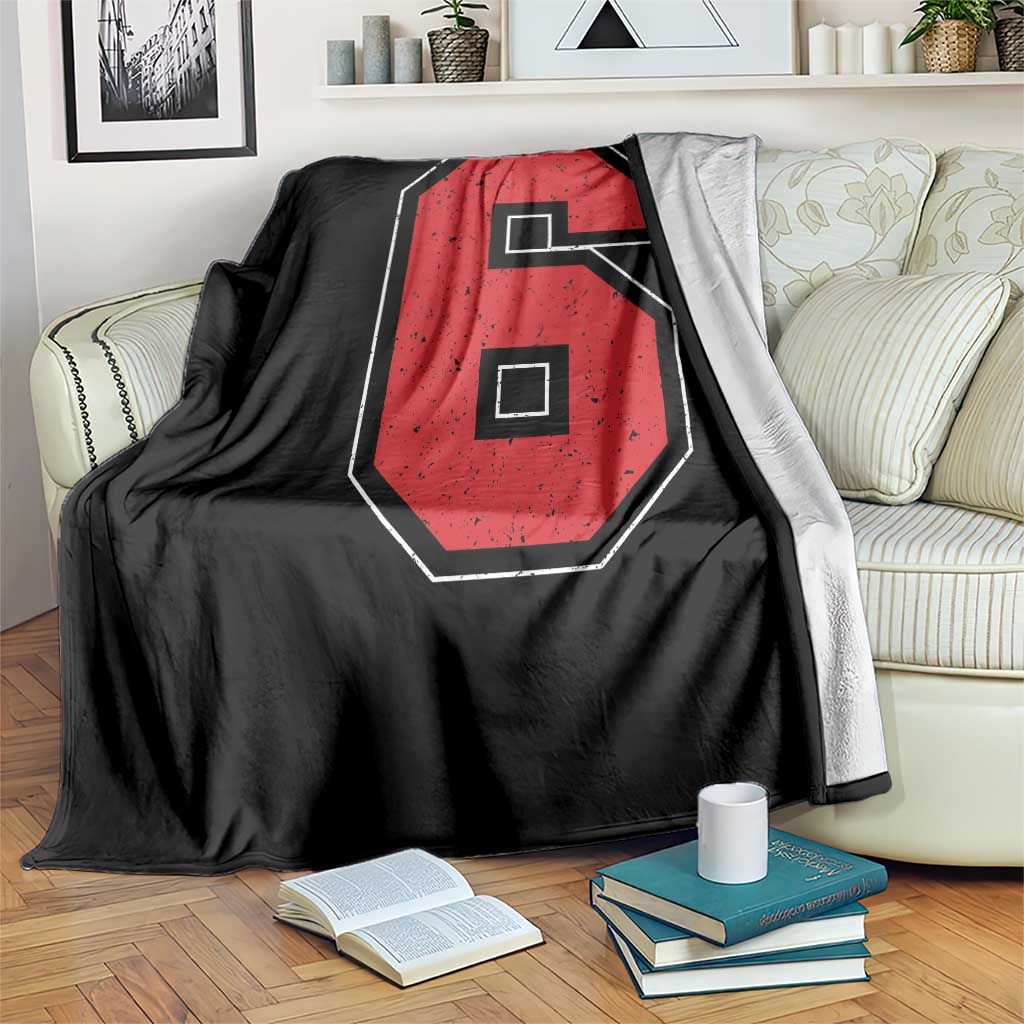 Number 6 Throw Blanket Fan Varsity Sports Team 67 Jersey Number - Wonder Print Shop