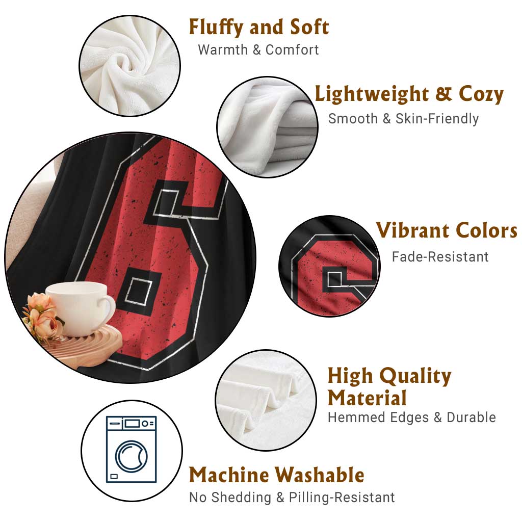 Number 6 Throw Blanket Fan Varsity Sports Team 67 Jersey Number - Wonder Print Shop
