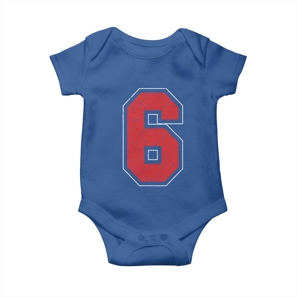 Number 6 Baby Onesie Fan Varsity Sports Team 67 Jersey Number - Wonder Print Shop