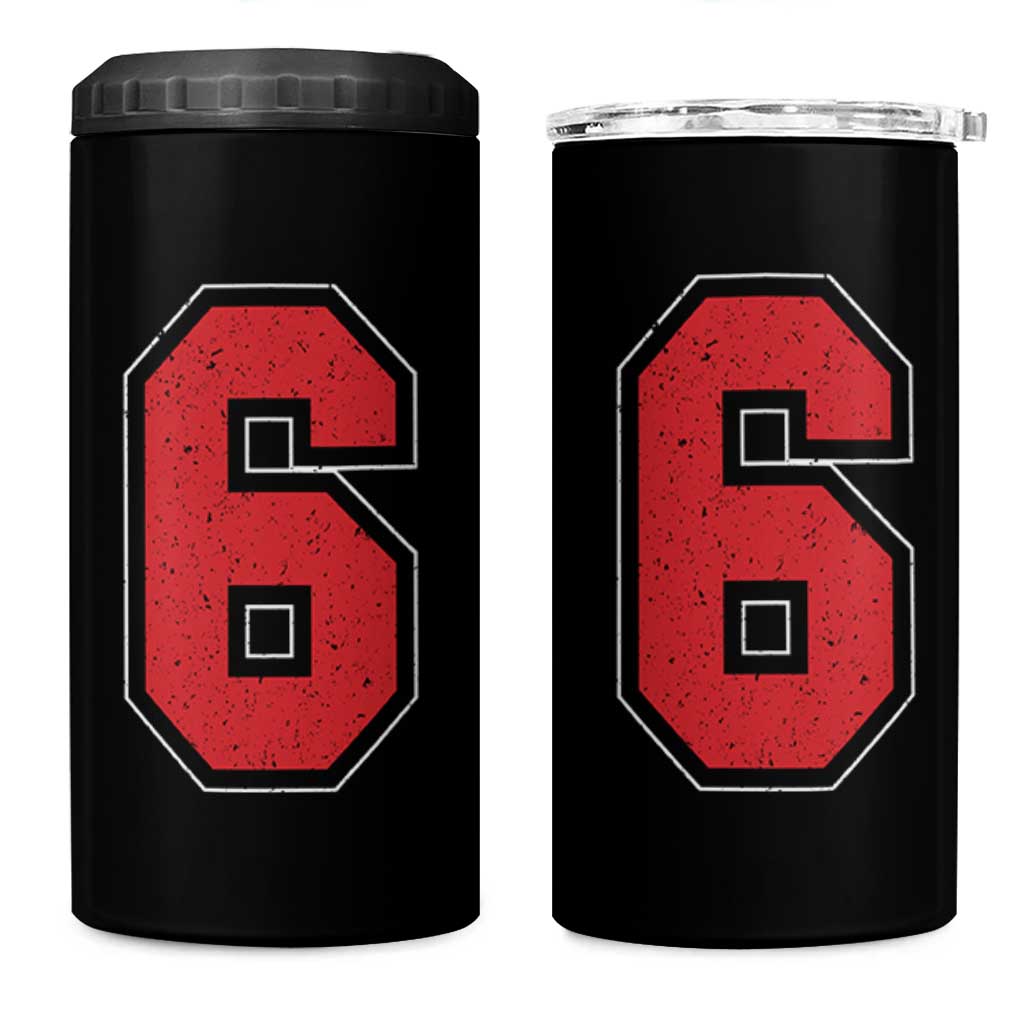 Number 6 4 in 1 Can Cooler Tumbler Fan Varsity Sports Team 67 Jersey Number - Wonder Print Shop