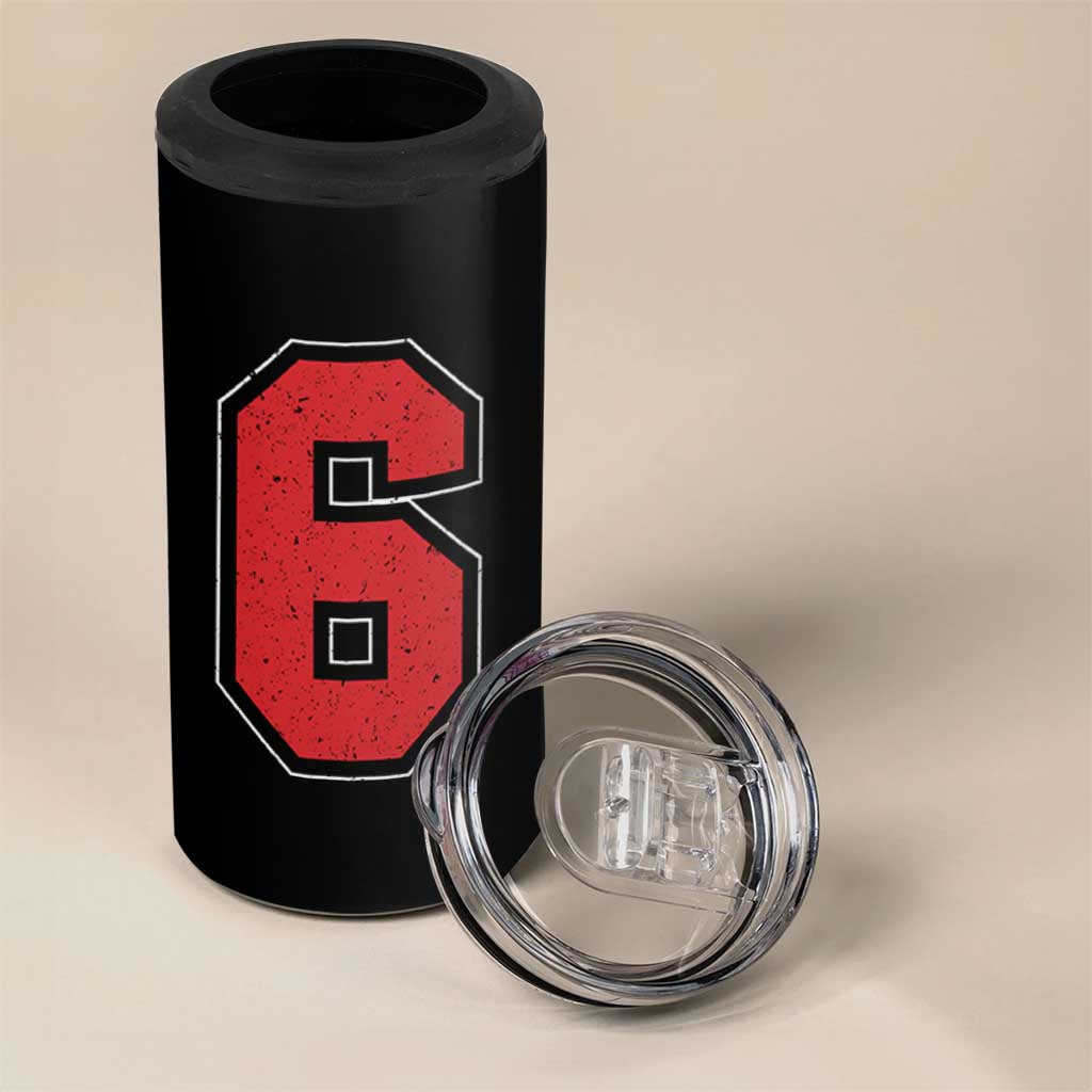 Number 6 4 in 1 Can Cooler Tumbler Fan Varsity Sports Team 67 Jersey Number - Wonder Print Shop