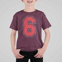 Number 6 T Shirt For Kid Fan Varsity Sports Team 67 Jersey Number - Wonder Print Shop