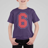 Number 6 T Shirt For Kid Fan Varsity Sports Team 67 Jersey Number - Wonder Print Shop