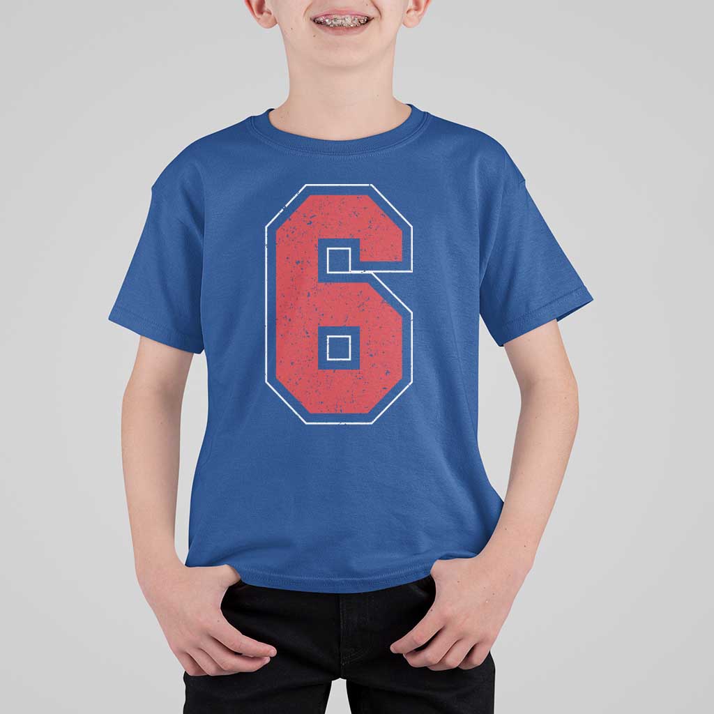 Number 6 T Shirt For Kid Fan Varsity Sports Team 67 Jersey Number - Wonder Print Shop