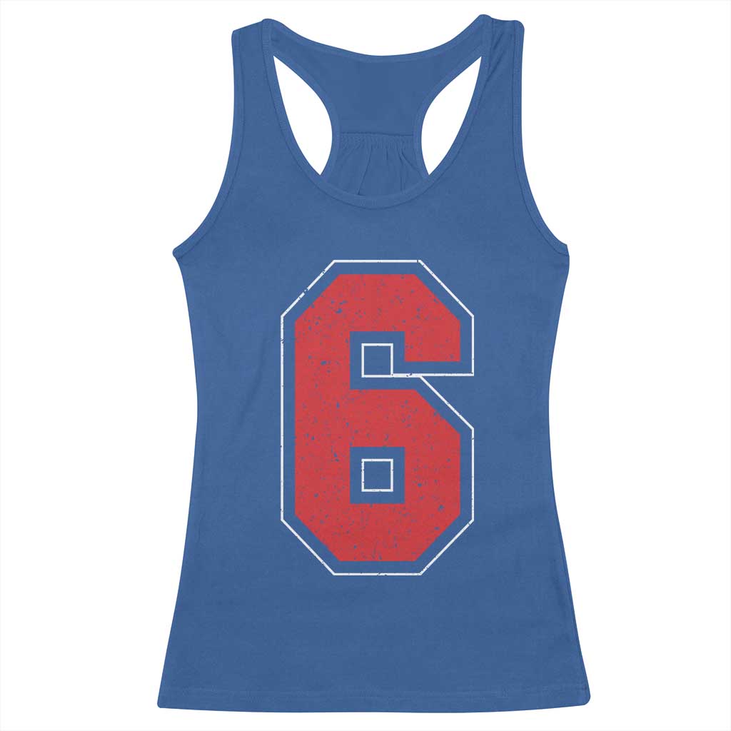 Number 6 Racerback Tank Top Fan Varsity Sports Team 67 Jersey Number - Wonder Print Shop