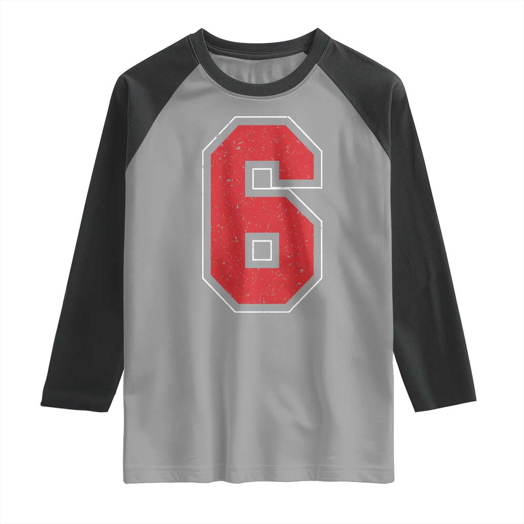 Number 6 Raglan Shirt Fan Varsity Sports Team 67 Jersey Number - Wonder Print Shop