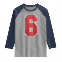 Number 6 Raglan Shirt Fan Varsity Sports Team 67 Jersey Number - Wonder Print Shop