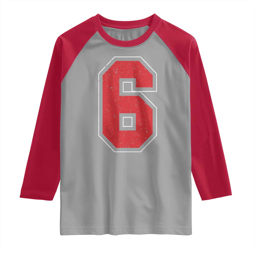 Number 6 Raglan Shirt Fan Varsity Sports Team 67 Jersey Number - Wonder Print Shop