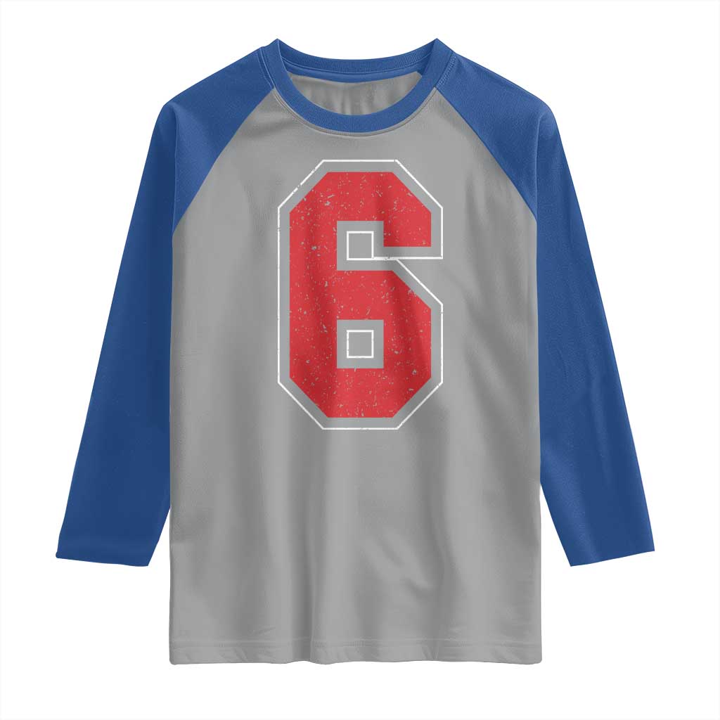 Number 6 Raglan Shirt Fan Varsity Sports Team 67 Jersey Number - Wonder Print Shop