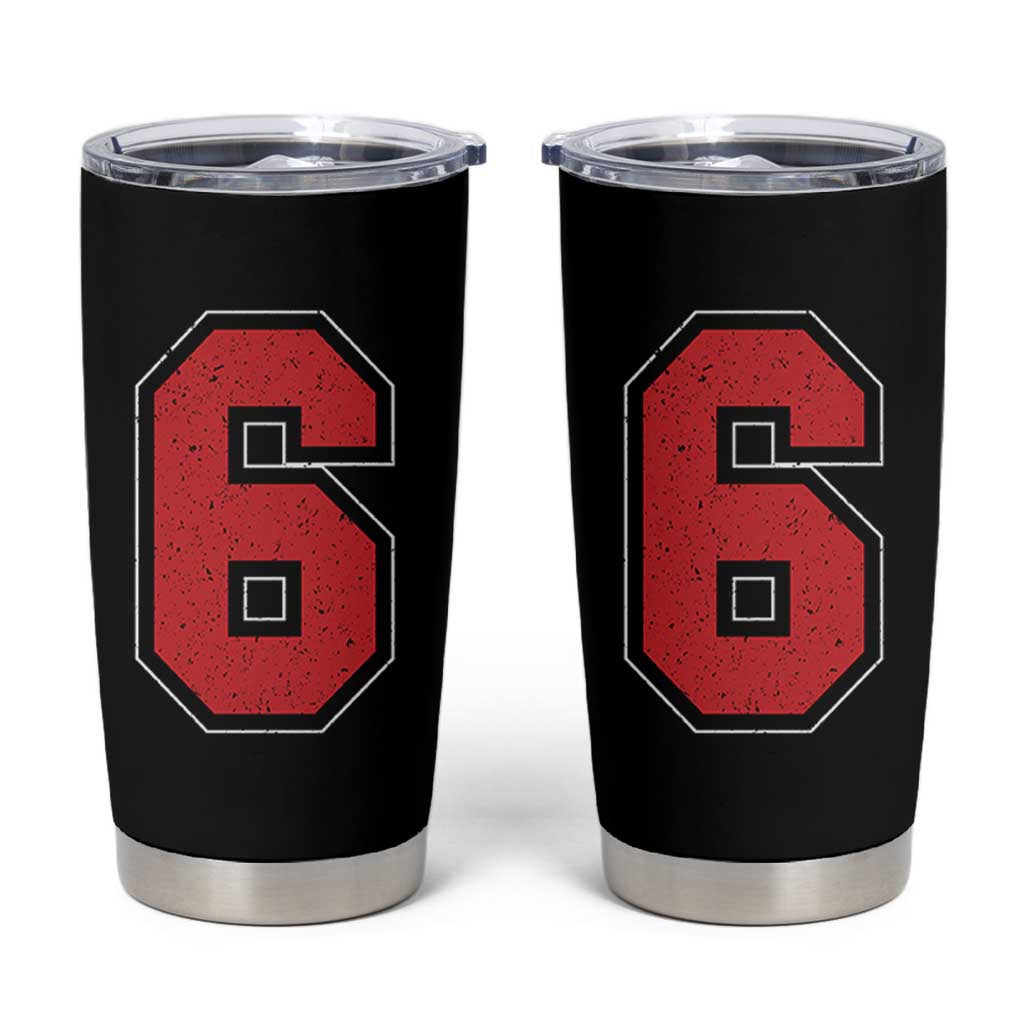 Number 6 Tumbler Cup Fan Varsity Sports Team 67 Jersey Number - Wonder Print Shop