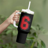 Number 6 Tumbler With Handle Fan Varsity Sports Team 67 Jersey Number - Wonder Print Shop