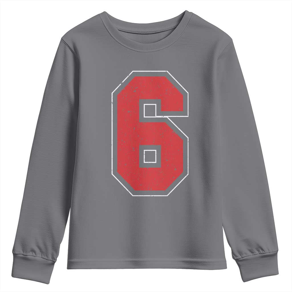 Number 6 Youth Sweatshirt Fan Varsity Sports Team 67 Jersey Number - Wonder Print Shop