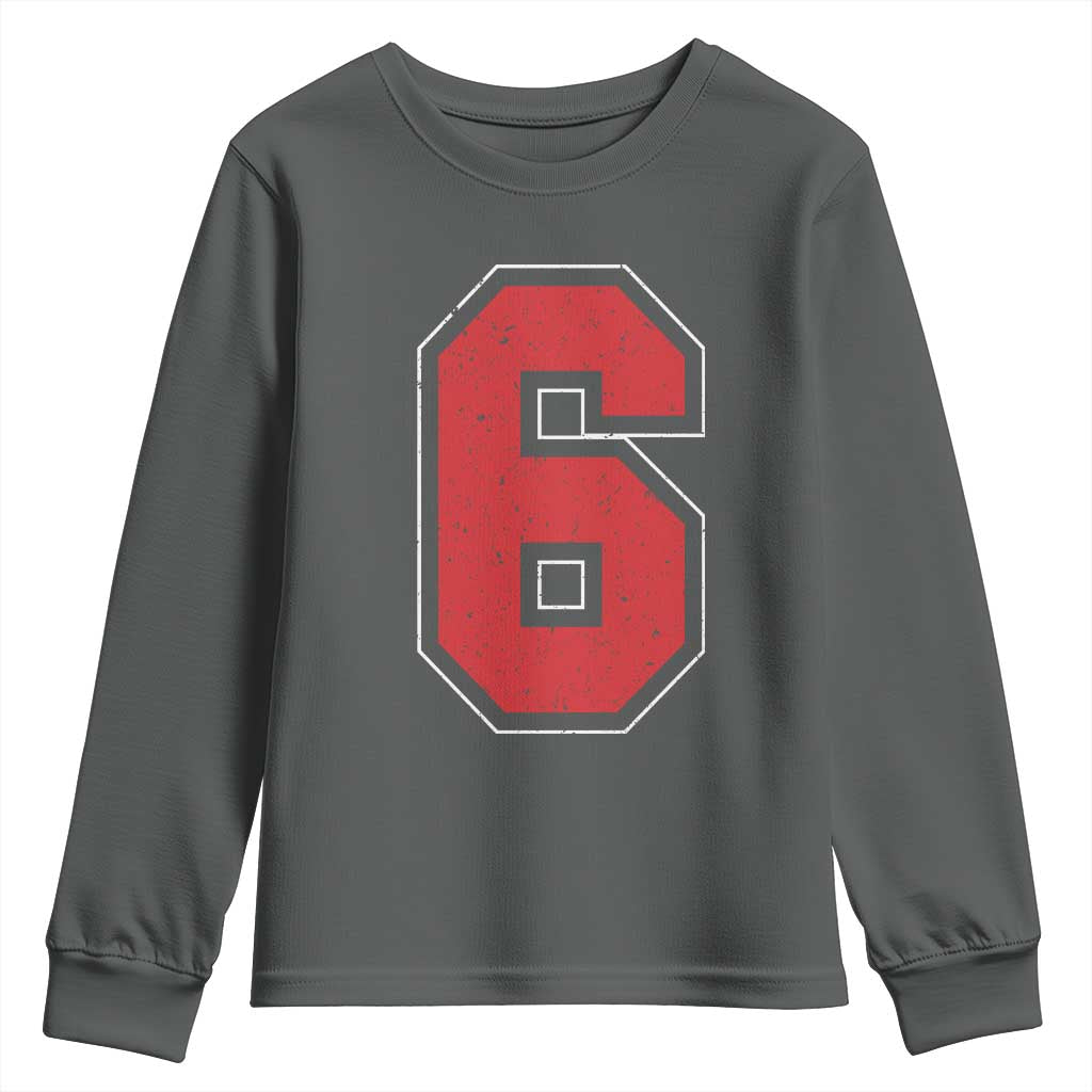 Number 6 Youth Sweatshirt Fan Varsity Sports Team 67 Jersey Number - Wonder Print Shop